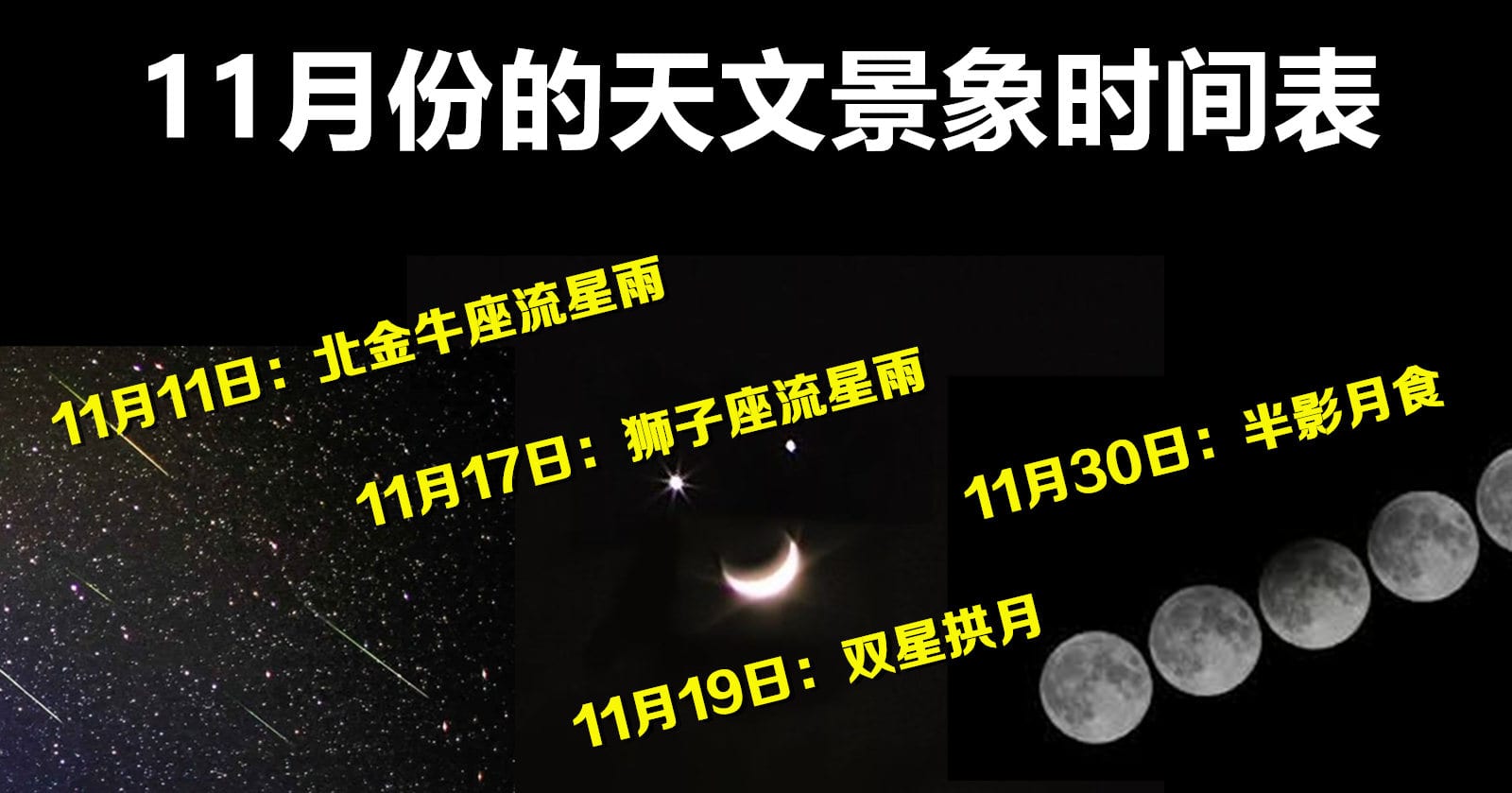 11月份天文爱好者可观赏到流星雨和半影月食