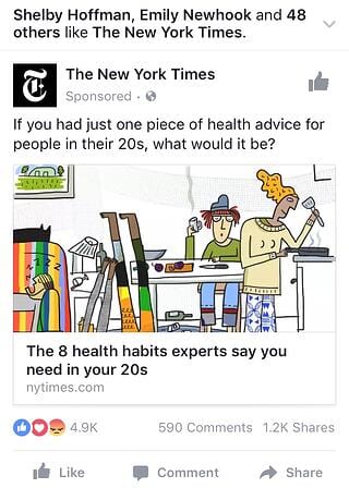 NYT ad for Mobile Facebook Ad Placement