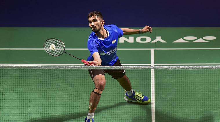 India's Srikanth Kidambi plays a shot against Chinese Huang Yuxiang during the final round of Yonex-Sunrise India Open 2019 badminton match, in New Delhi