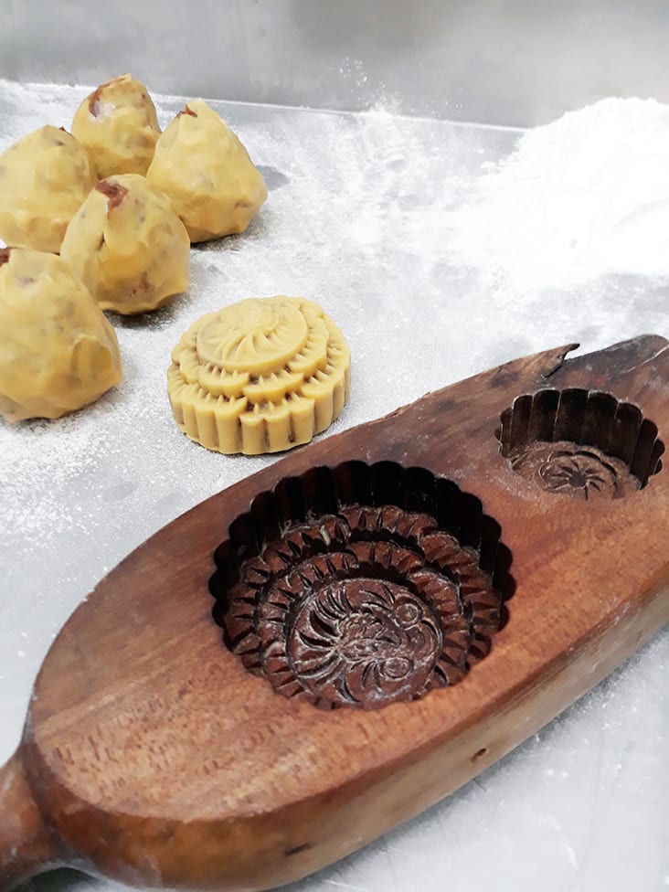 The mooncakes are all handmade using traditional recipes handed down from generation to generation.
