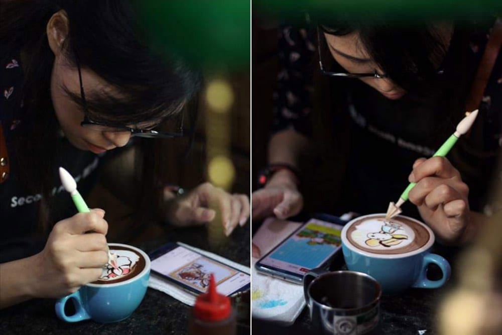 Jee’s passion for colourful ‘coffee art’ etching draws regulars and new customers alike.