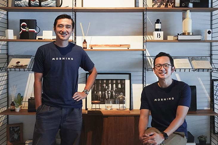 The two co-founders of Morning, a subscription based curator of coffee capsules from roasters around the world: Leon Foo (left) and Andre Chanco (right)