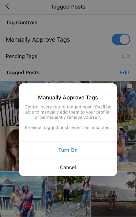 manually approve tag instagram CTA