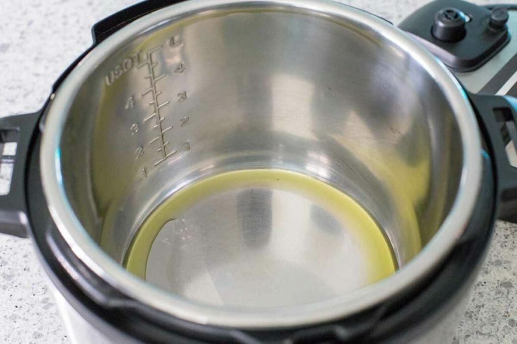 Oil in the bottom of an instant pot