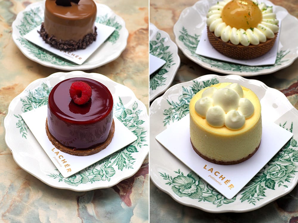 The raspberry chocolate mousse is perfect with the slightly tart raspberry mousse (left). The 'petit gateau fromage' may look simple but it's a very well executed baked cheesecake with a lemon flavour (right).