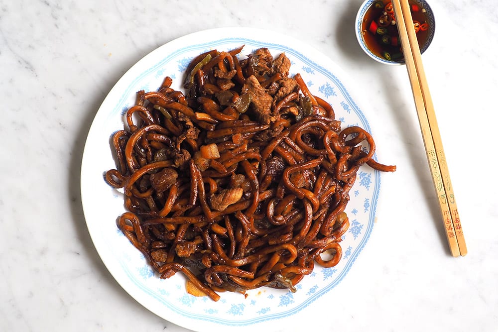 If you're craving for Hokkien mee, this version with bitter gourd is a good one even though it's drier than normal.