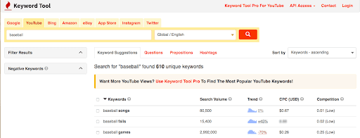 keywordtool.io youtube generator tag results for 