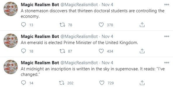 magic realism bot's microblog on twitter