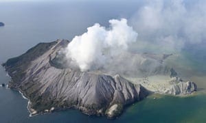 The Whakaari/White Island volcano after its eruption in December 2019