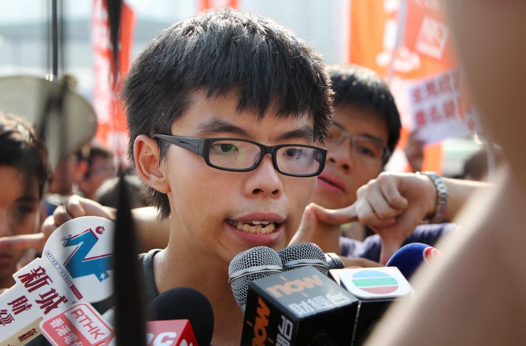 Scholarism convenor Joshua Wong speaks to the media on Oct. 1, 2013.