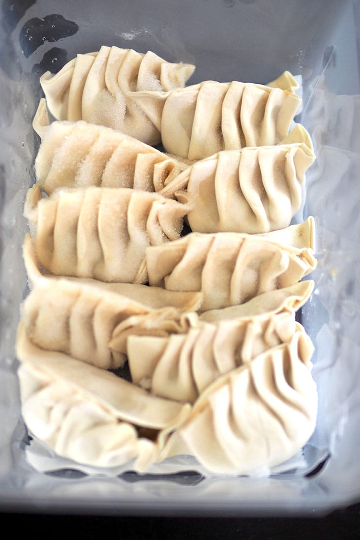 There are also frozen gyozas made with chicken thigh meat and hand chopped lettuce