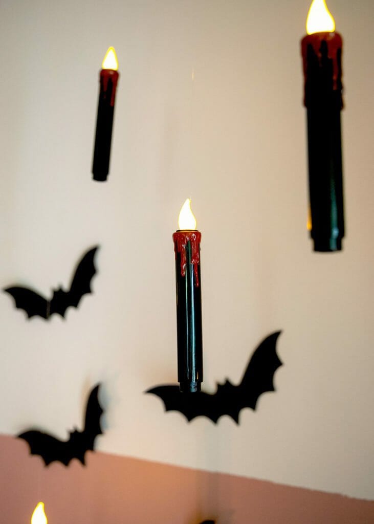 black bats and candles decoration