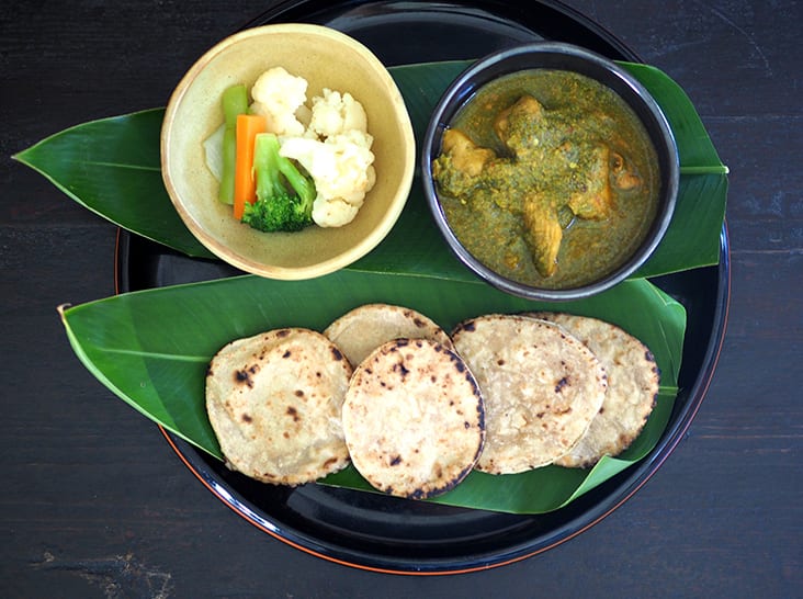 Even if you're busy with 'work at home', you can still enjoy a wholesome meal like this green chili chicken with mini chapati and vegetables. – Pictures by Lee Khang Yi