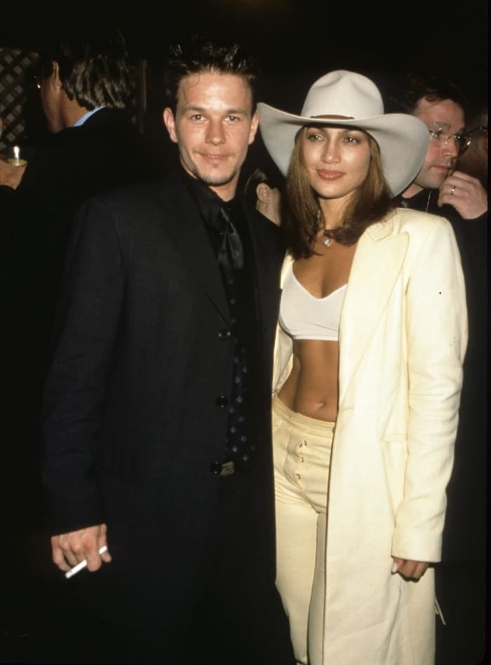 Mark Wahlberg and Jennifer Lopez at the MTV Music Video Awards in 1998. 