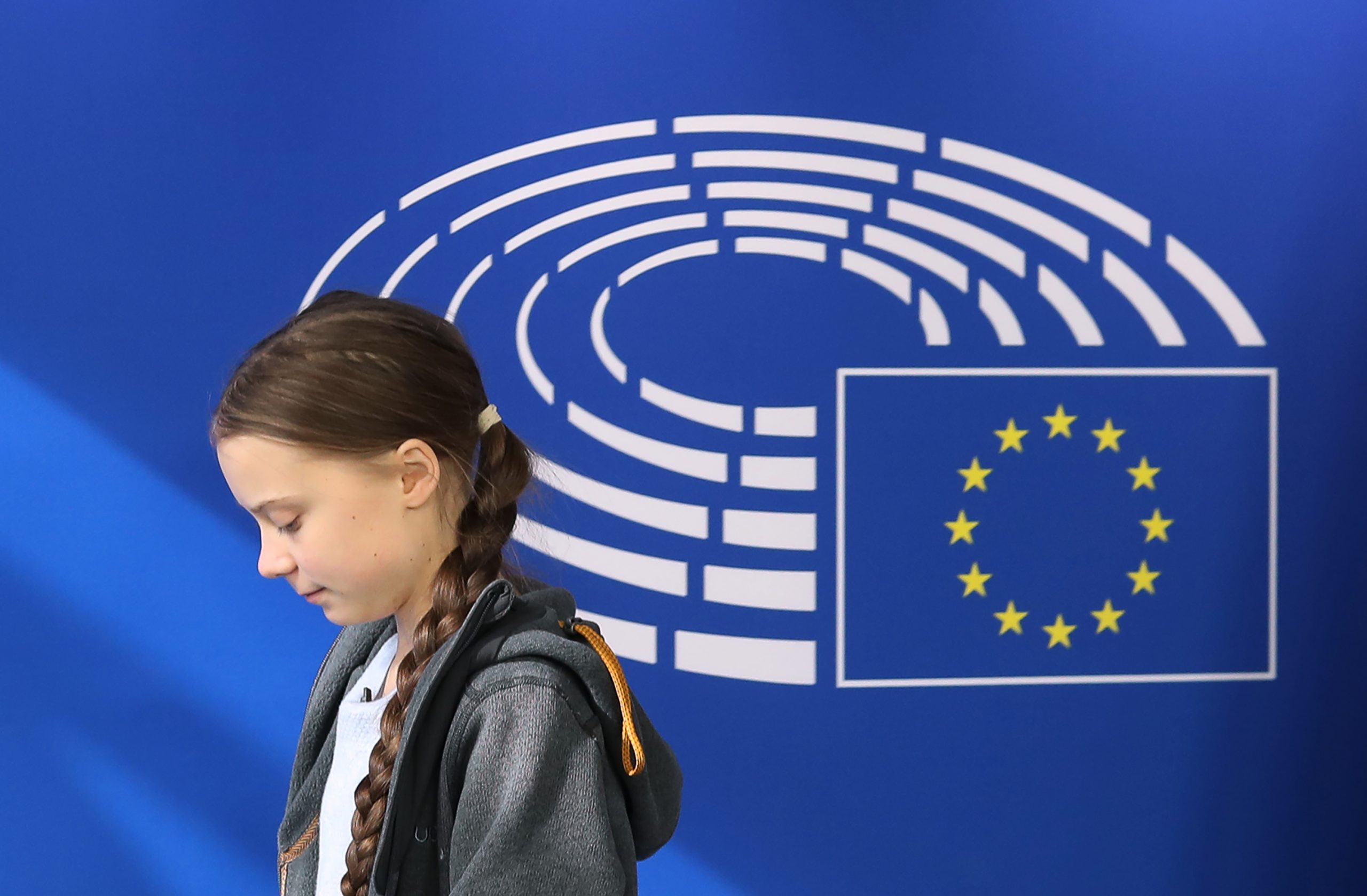 Greta Thunberg arrives at the European Parliament in Brussels on March 4, 2020, on the day the European Union unveiled a landmark law to achieve  climate neutrality  by 2050.