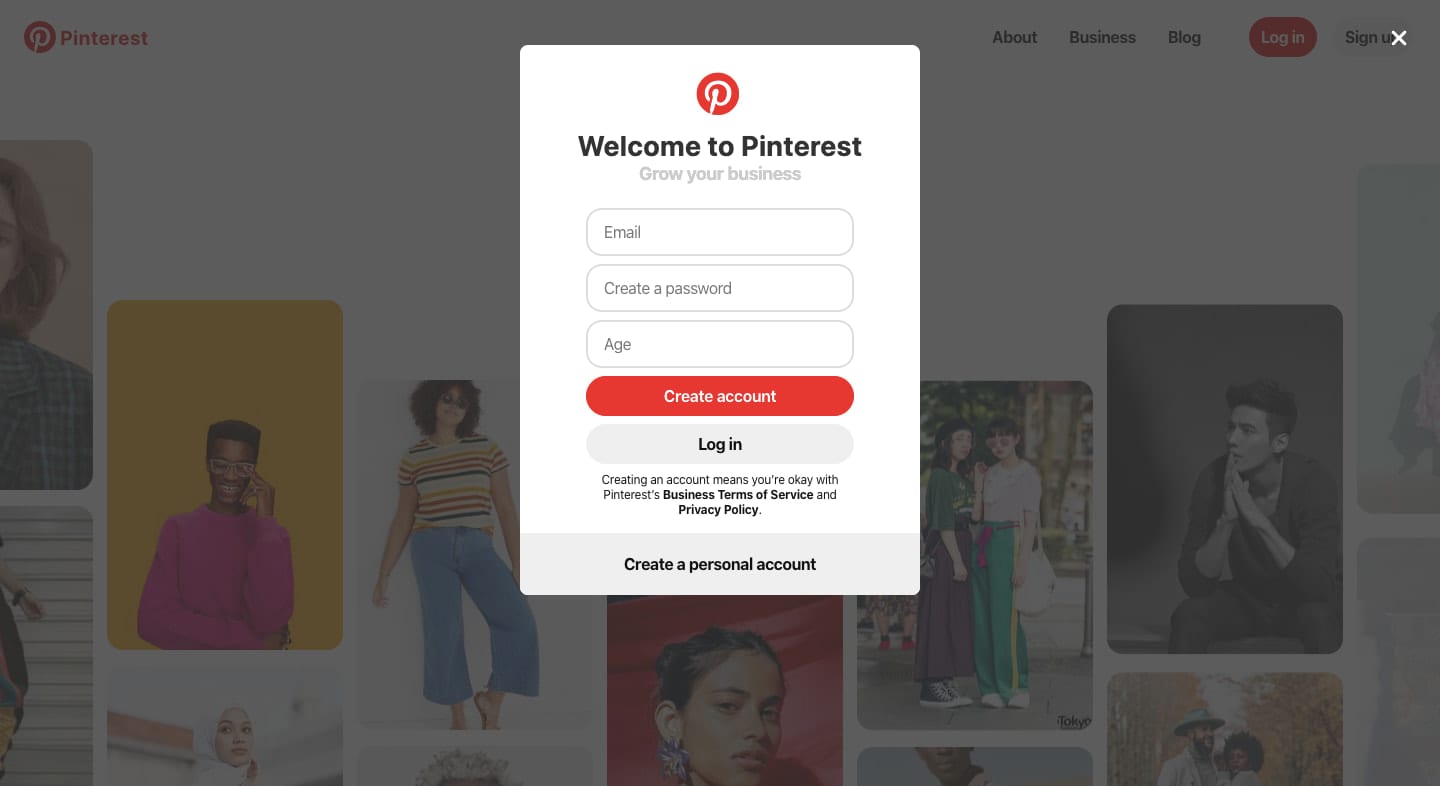 pinterest home page