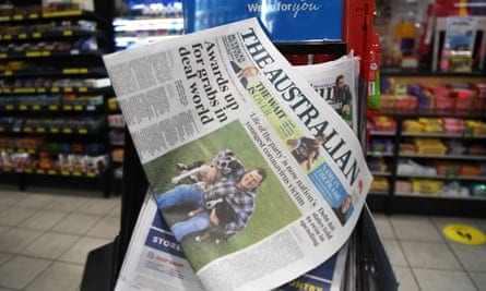 The Australian newspaper seen in a supermarket