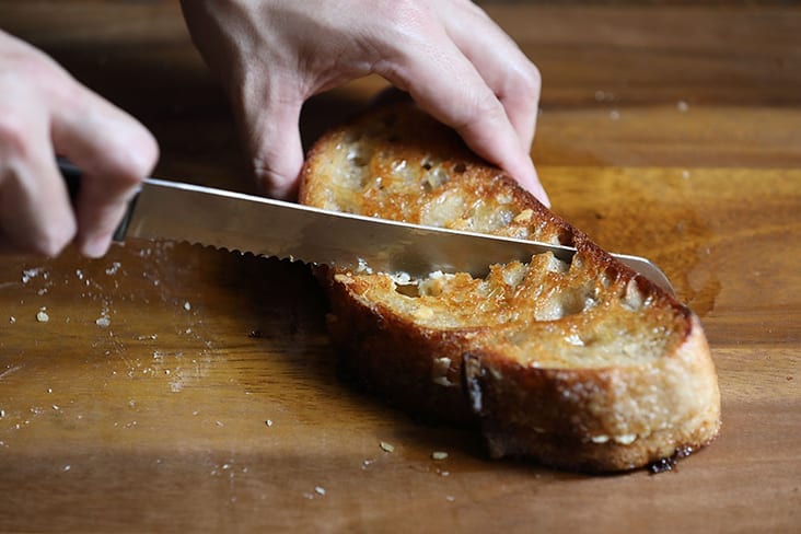 Slice your grilled cheese sandwich with a serrated bread knife. – Pictures by CK Lim